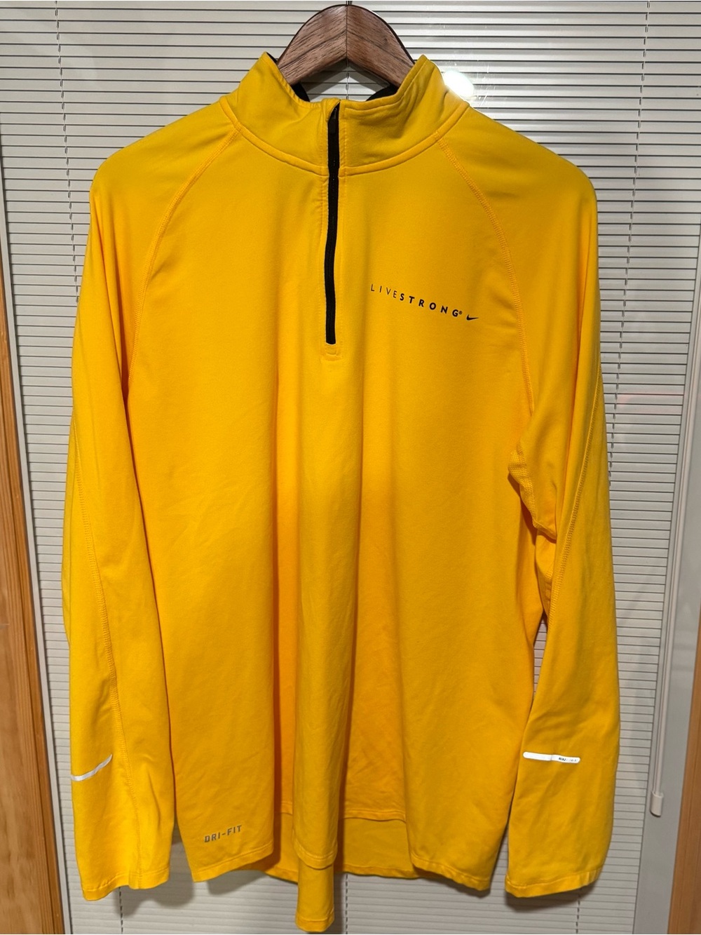 Livestrong Nike Dri-Fit Yellow Quarter-Zip Performance Long Sleeve Shirt